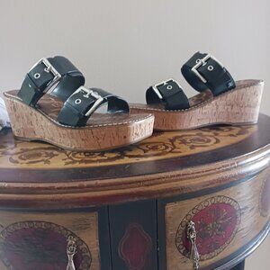 Sam Edelman Black Anna Wedge Sandals in Box